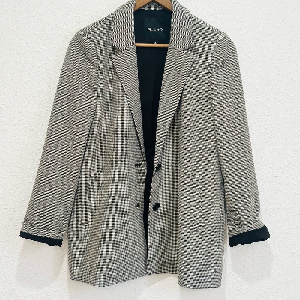 Madewell Black and White Houndstooth Blazer